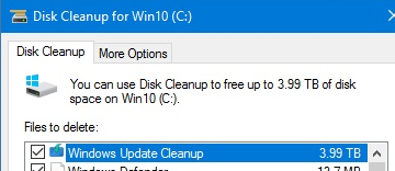 disk space 99 windows 10