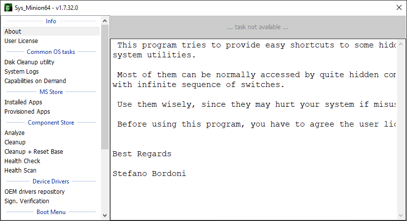 Main program window